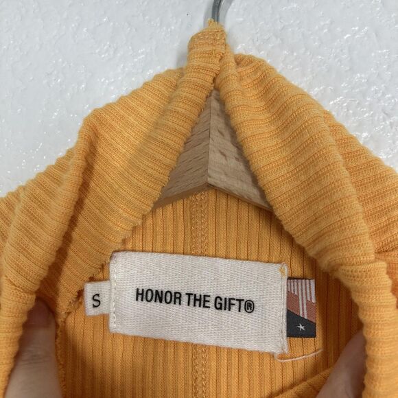 Honor The Gift Bodysuit Womens Small Orange Sleeveless Ribbed Turtleneck Logo - Picture 13 of 16